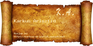 Karkus Arisztid névjegykártya